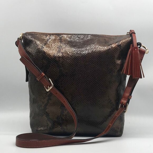 Dooney & Bourke Kitney Brown Python Leather Dixon Bag - Picture 2 of 12